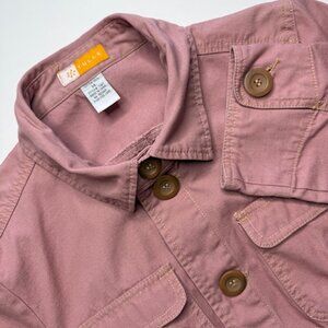 Anthropologie Tulle Dusty Rose Button Down Utility Jacket 4 Pockets XL